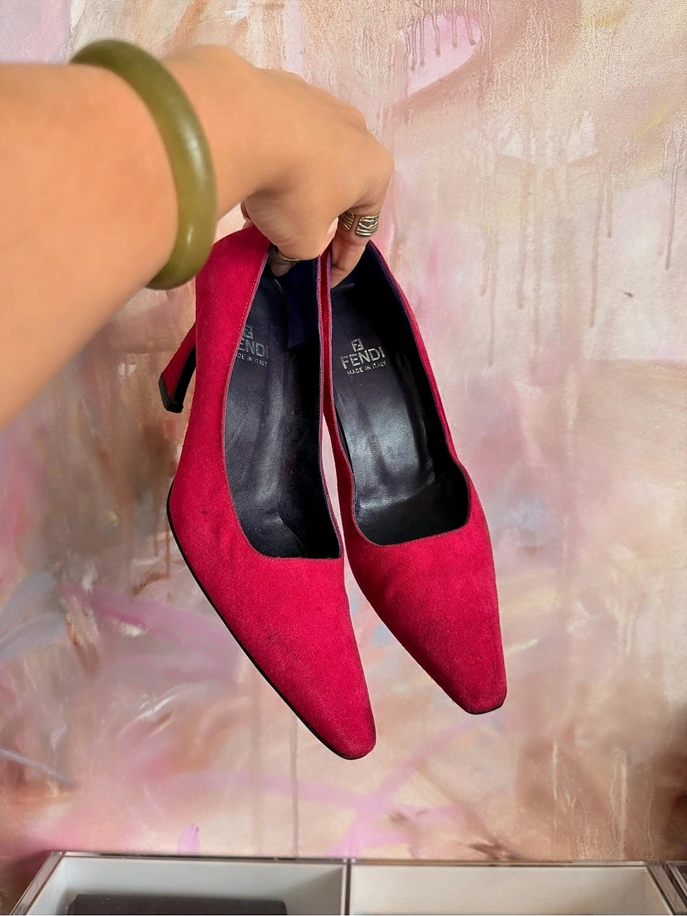 Fendi Pointed-Toe Heels in Pink EU 36.5